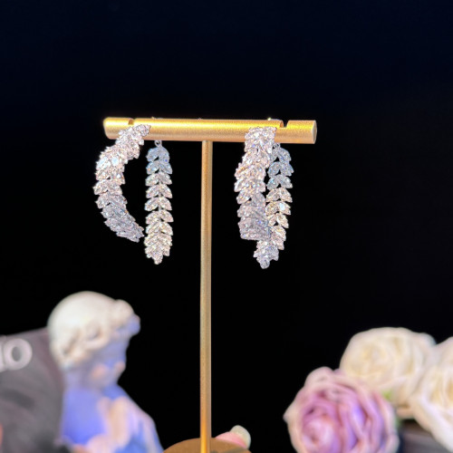 925銀針耳飾 予心重工鋯石麥穗愛心耳環個性時尚輕奢耳釘超閃耳