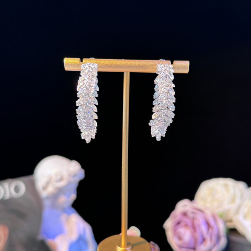 925銀針耳飾 予心重工鋯石麥穗愛心耳環個性時尚輕奢耳釘超閃耳