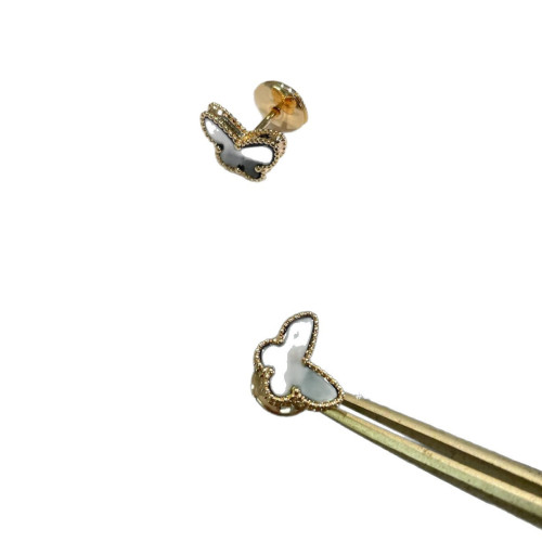 925純銀高版本梵家蝴蝶mini灰貝母耳釘鍍18K金灰貝母小號蝴蝶耳釘 925純銀高版本梵家蝴蝶mini灰貝母耳釘鍍18K金灰貝母小號蝴蝶耳釘