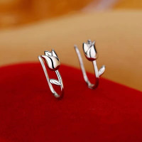 一唸 925純銀鬱金香耳釘女2025年新款輕奢耳環小衆耳飾高級感耳夾