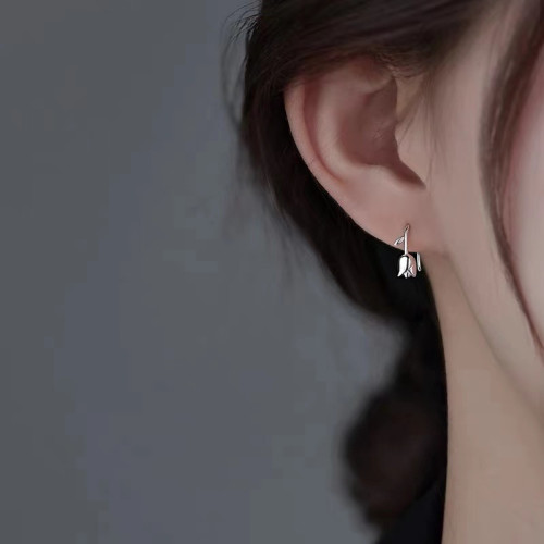 一唸 925純銀鬱金香耳釘女2025年新款輕奢耳環小衆耳飾高級感耳夾
