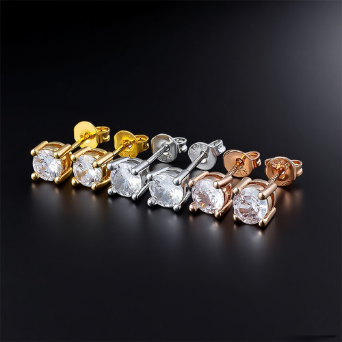 優雅奢華耳釘爪鑲鋯石925銀耳飾飾品女男 優雅奢華耳釘爪鑲鋯石925銀耳飾飾品女男