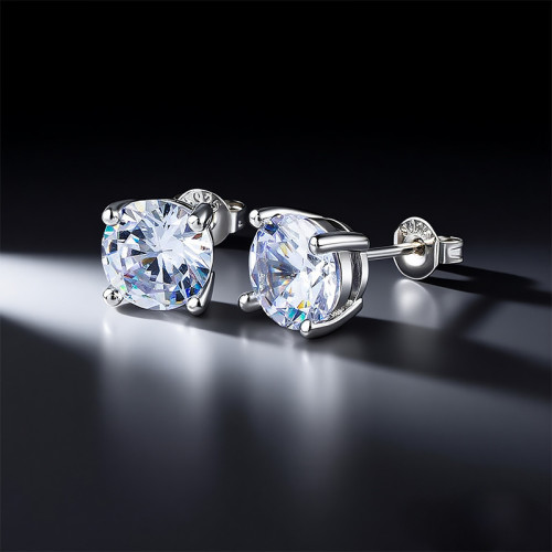 優雅奢華耳釘爪鑲鋯石925銀耳飾飾品女男 優雅奢華耳釘爪鑲鋯石925銀耳飾飾品女男