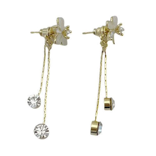 925銀針輕奢小衆長款流蘇貓眼石花朵耳環女ins潮精緻鋯石耳釘耳飾