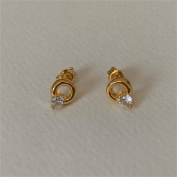 範智喬 韓國韓版925純銀圓圈鋯石耳釘耳環簡約氣質百搭ins風耳飾