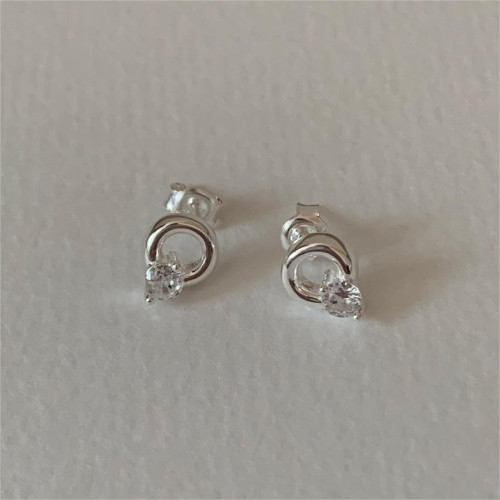 範智喬 韓國韓版925純銀圓圈鋯石耳釘耳環簡約氣質百搭ins風耳飾