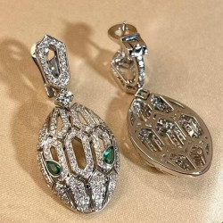 寶家925銀厚鍍咪金靈蛇蛇頭耳拍高版CNC精工鑲鑽時尚輕奢小衆耳飾