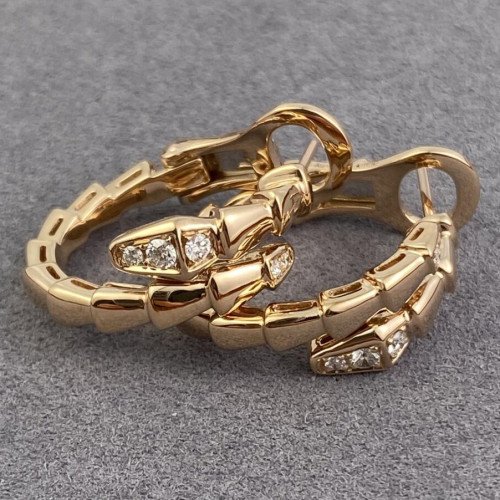 寶家925銀厚鍍咪金靈蛇蛇頭耳拍高版CNC精工鑲鑽時尚輕奢小衆耳飾