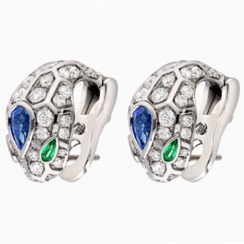 寶家925銀厚鍍咪金靈蛇蛇頭耳拍高版CNC精工鑲鑽時尚輕奢小衆耳飾