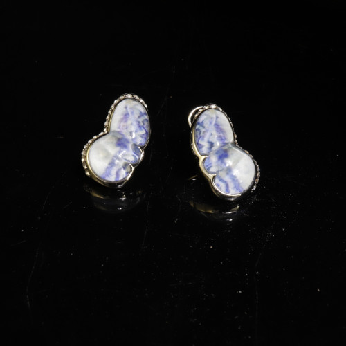 25年蝴蝶造型耳釘滿鑽漫畫琉璃時尚輕奢感耳飾925銀針2024新款