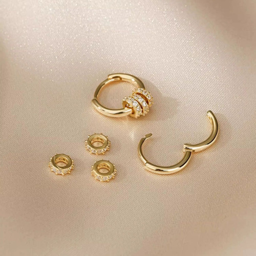 韓國時尚一款兩戴耳環女925銀ins小衆設計學生簡約鑲鑽耳釦耳飾