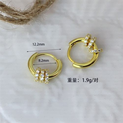 韓國時尚一款兩戴耳環女925銀ins小衆設計學生簡約鑲鑽耳釦耳飾
