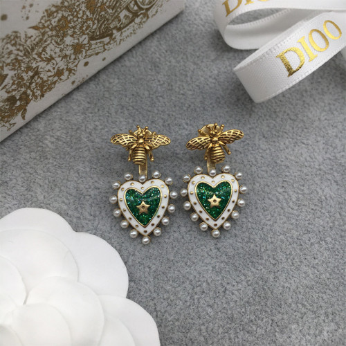 D家/迪家cd耳釘女ins復古 復古輕奢高級感愛心耳釘925銀針