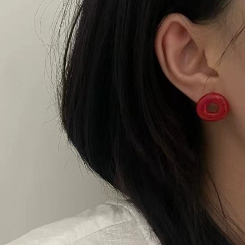 甜甜圈鏤空耳釘小衆設計氣質百搭耳環復古輕奢高級感925銀針耳飾