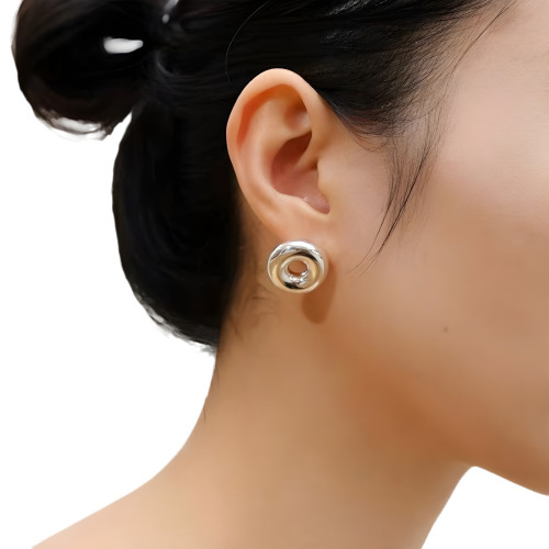 甜甜圈鏤空耳釘小衆設計氣質百搭耳環復古輕奢高級感925銀針耳飾