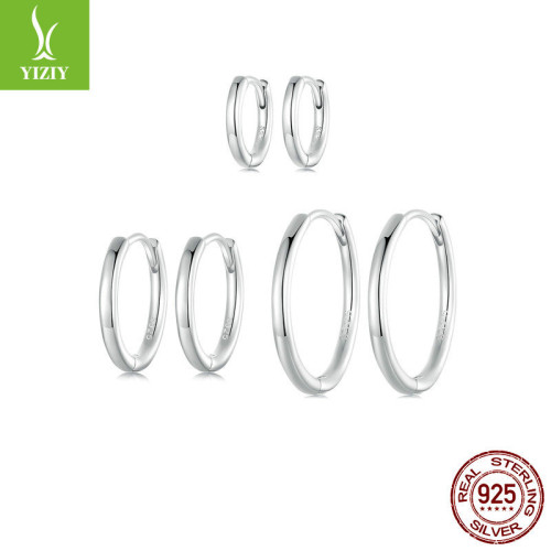 銀姿韻新款時尚百搭極簡風耳釦耳圈 歐美流行飾品925純銀耳環耳飾
