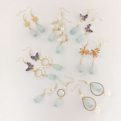 復古風藍色真花耳環 永生花乾花耳飾 風鈴果耳墜耳夾女925銀