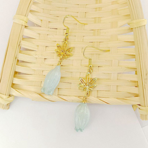 復古風藍色真花耳環 永生花乾花耳飾 風鈴果耳墜耳夾女925銀 復古風藍色真花耳環 永生花乾花耳飾 風鈴果耳墜耳夾女925銀