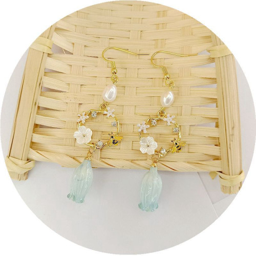 復古風藍色真花耳環 永生花乾花耳飾 風鈴果耳墜耳夾女925銀 復古風藍色真花耳環 永生花乾花耳飾 風鈴果耳墜耳夾女925銀