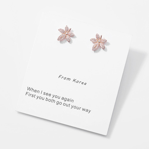 925銀針楓葉耳釘2026年新款潮女純銀韓國氣質耳環簡約冷淡風小巧