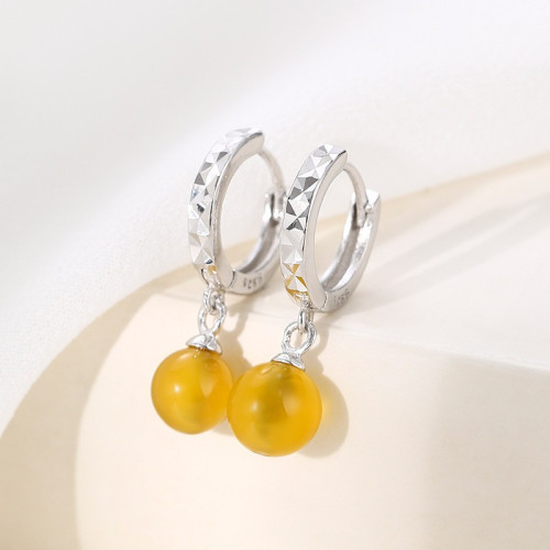 925純銀耳釘空托蜜蠟綠松耳釦托diy珍珠圓珠耳墜圈18K金耳環空托