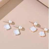扇形一貝子耳釘女925純銀小裙子貝母耳環法式小香風貝珠耳飾