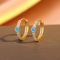 925銀個性風耳環女輕奢高級感單排鑽藍色澳寶耳釦ins小衆耳飾