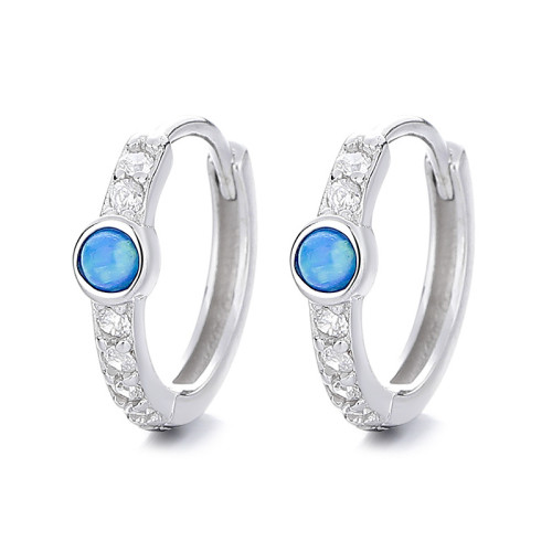 925銀個性風耳環女輕奢高級感單排鑽藍色澳寶耳釦ins小衆耳飾