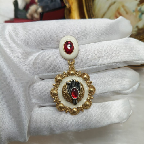 Vintage復古風時尚簡約款琺瑯彩高級大氣925銀針耳環輕奢幾何