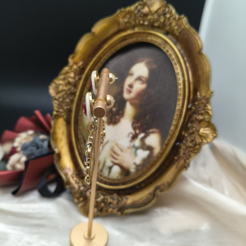 Vintage復古風時尚簡約款琺瑯彩高級大氣925銀針耳環輕奢幾何