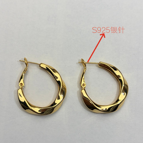 歐美新款18K鍍金時尚耳環輕奢925銀針莫比烏斯環耳圈冷淡風女