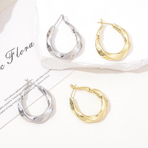 歐美新款18K鍍金時尚耳環輕奢925銀針莫比烏斯環耳圈冷淡風女