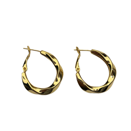 歐美新款18K鍍金時尚耳環輕奢925銀針莫比烏斯環耳圈冷淡風女