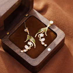 925銀針 韓國氣質簡約網紅高級感耳環女法式輕奢滴釉設計感耳飾品