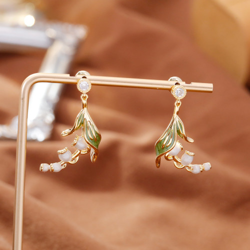 925銀針 韓國氣質簡約網紅高級感耳環女法式輕奢滴釉設計感耳飾品