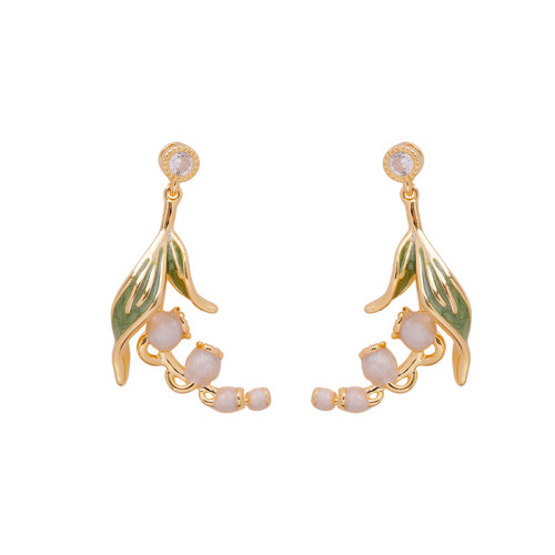 925銀針 韓國氣質簡約網紅高級感耳環女法式輕奢滴釉設計感耳飾品