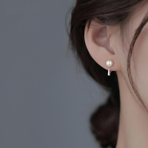 925純銀珍珠耳釘精緻小衆設計高級感耳環女輕奢簡約耳飾