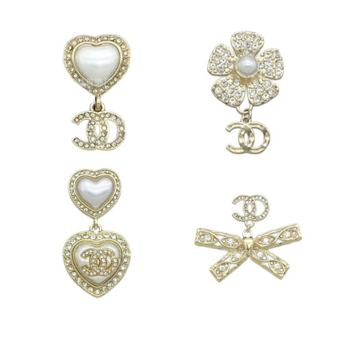 高版本香家耳釘小香風雙C耳釘925銀針滿鑽珍珠耳環中古風氣質耳飾