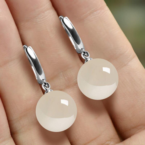 925銀天然綠瑪瑙長款耳環耳釘韓版時尚百搭耳墜簡約耳釦耳飾小衆