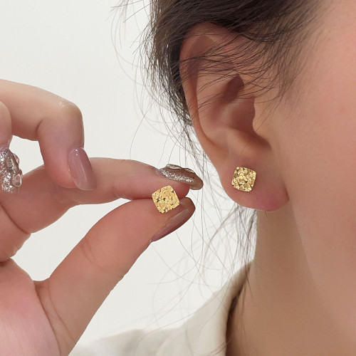 韓國925純銀亮片小方塊碎碎冰耳釘女高級感小衆耳飾簡約個性耳環