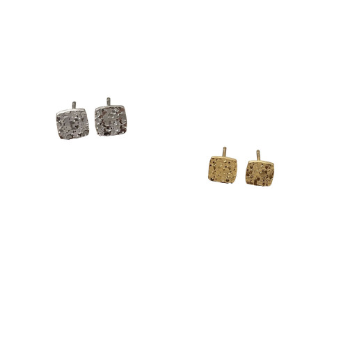 韓國925純銀亮片小方塊碎碎冰耳釘女高級感小衆耳飾簡約個性耳環