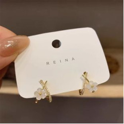 925銀針復古高級感愛心耳釘輕奢鑲鑽蝴蝶結花朵耳環氣質網紅耳飾