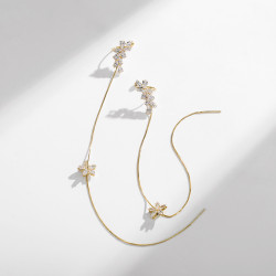 925銀針流蘇耳線 韓版簡約冷淡風創意耳飾2024年新款無耳洞耳骨夾