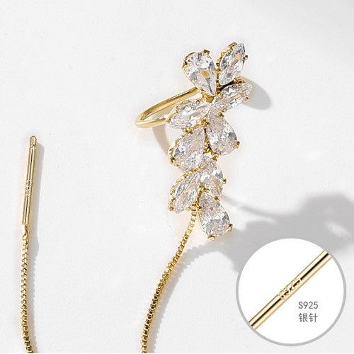 925銀針流蘇耳線 韓版簡約冷淡風創意耳飾2024年新款無耳洞耳骨夾