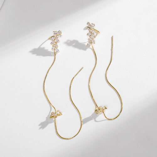 925銀針流蘇耳線 韓版簡約冷淡風創意耳飾2024年新款無耳洞耳骨夾