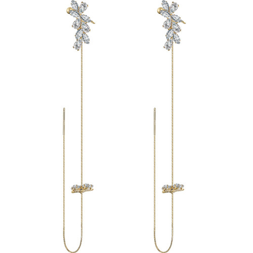 925銀針流蘇耳線 韓版簡約冷淡風創意耳飾2024年新款無耳洞耳骨夾