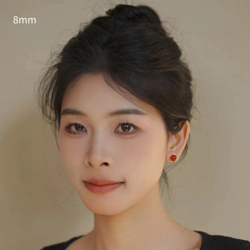 925銀針 天然紅瑪瑙女士耳釘高級感氣質百搭新款多尺寸耳環耳飾