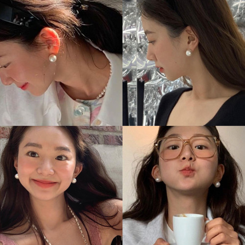 925純銀施家珍珠耳釘女高級感大珍珠耳飾女法式珍珠耳環2025新款