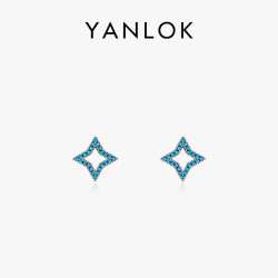 日韓925純銀四角星耳釘女百搭時尚ins流行綠松石耳飾