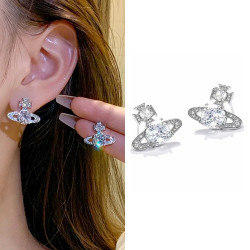 925純銀西太後耳釘D色莫桑石高碳石耳釘女友氣質禮物1-2克拉空托